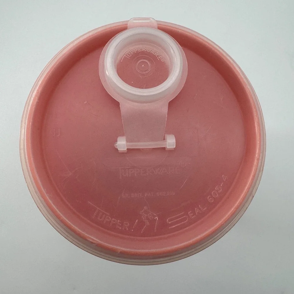 VTG Tupperware Orange Slimline Beverage Container 262-9 Clear Flip-Top Lid 603-4